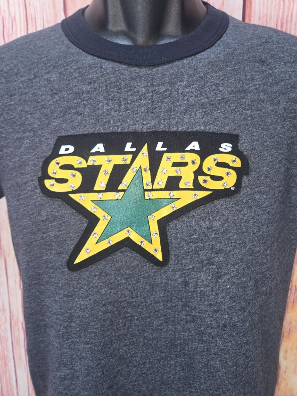 Dallas Stars Gray Ringer Girls T-Shirt Majestic Threads Large - Picture 3 of 6